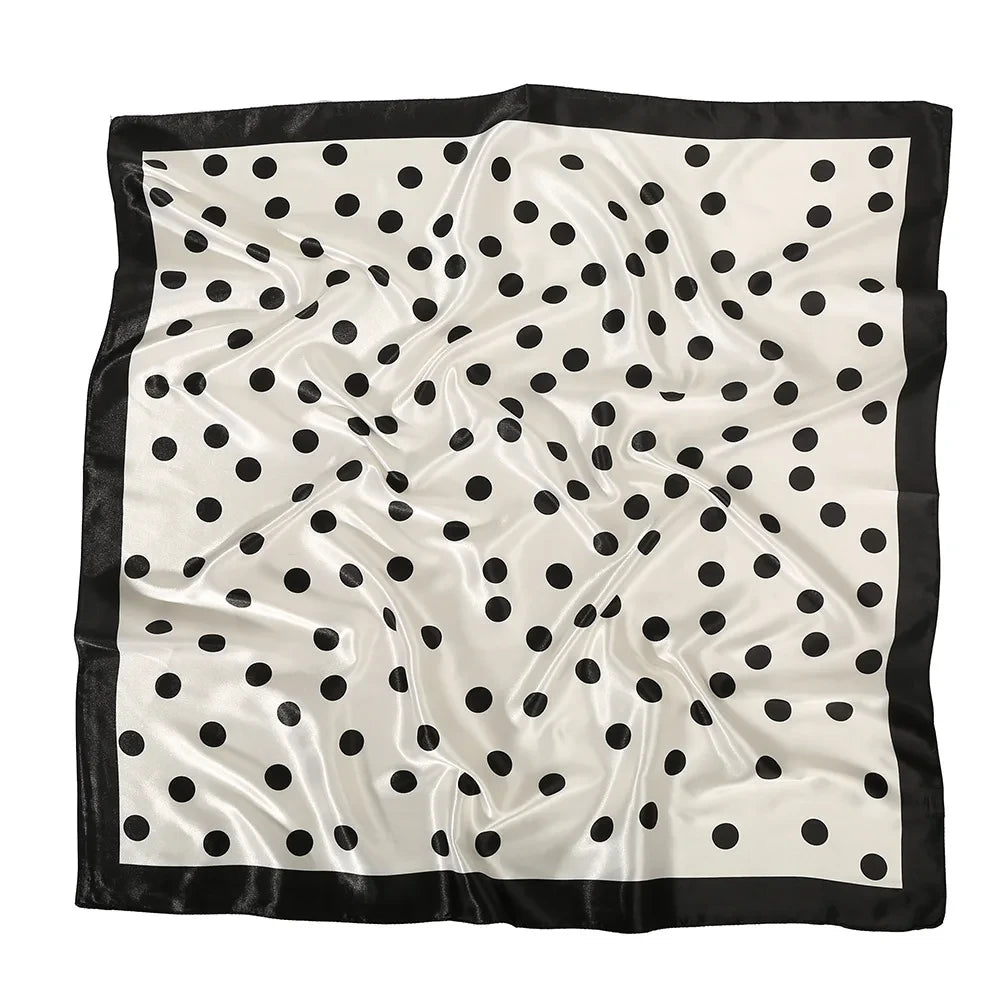 Dot Print Silk Hair Wrap