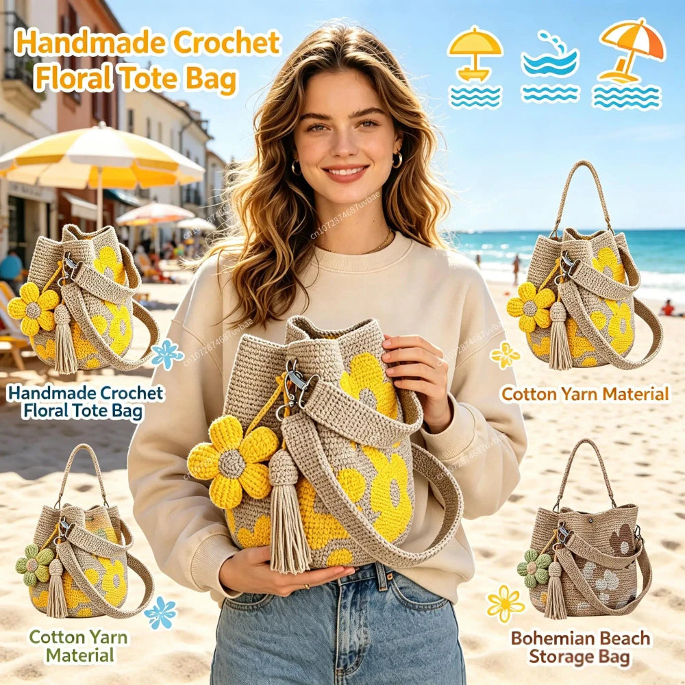 Handmade Crochet Floral Tote