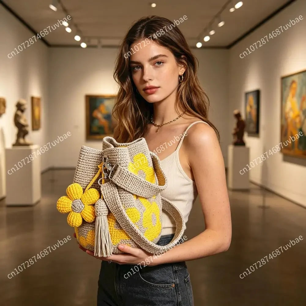 Handmade Crochet Floral Tote