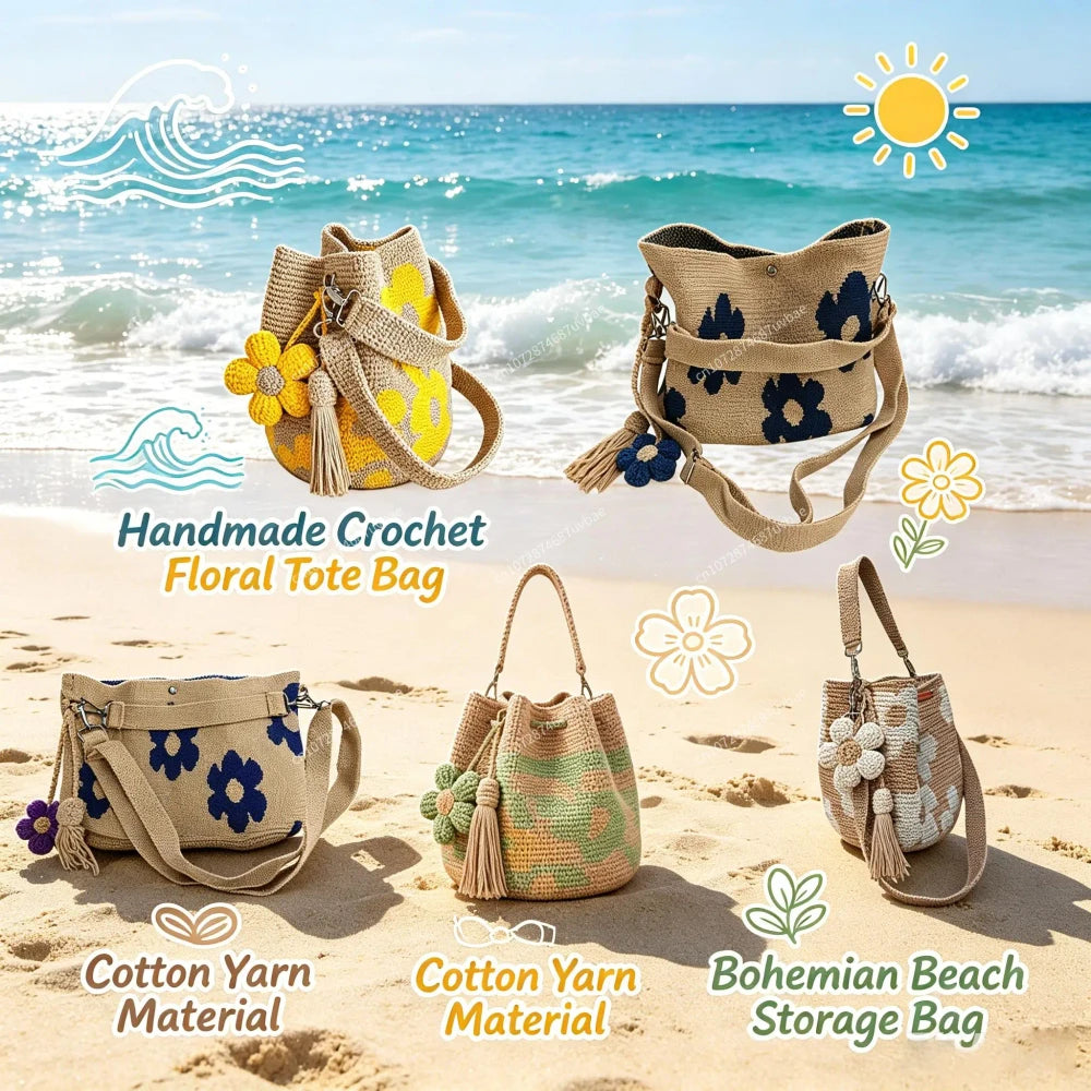 Handmade Crochet Floral Tote