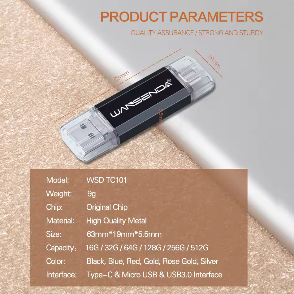Wansenda OTG 3-in-1 USB Flash Drive